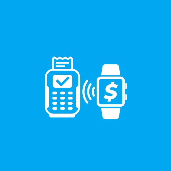 Payment with pos terminal and smart watch icon — Stock vektor
