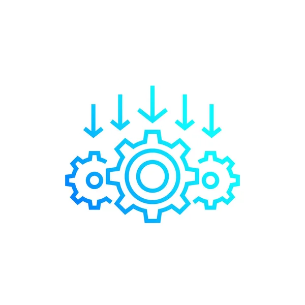 Processo di integrazione, icona della linea vettoriale tecnologica — Vettoriale Stock