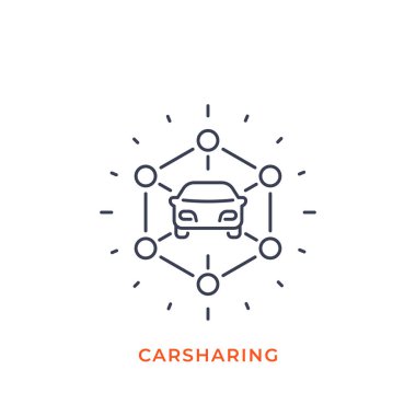 carsharing simgesi, mono çizgi stili