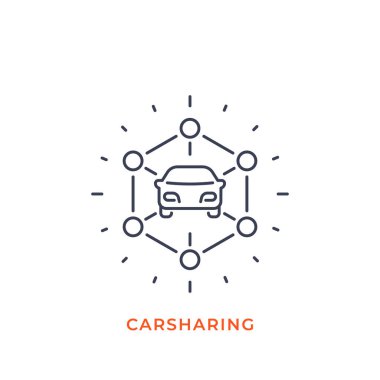 carsharing icon, mono line style clipart