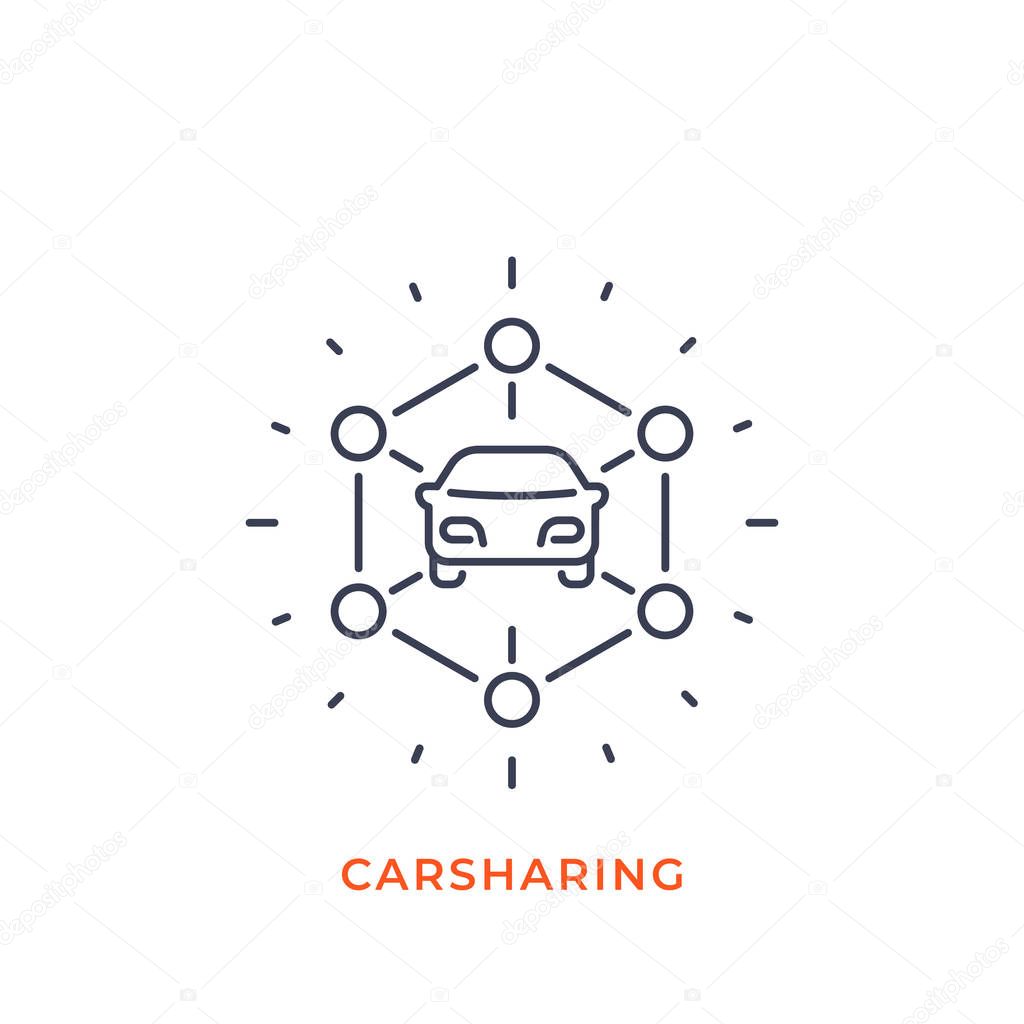 Carsharing icon, mono line style, eps 10 file, easy to edit