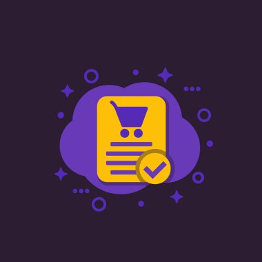 online sipariş, satın alma tamamlandı, e-ticaret simgesi