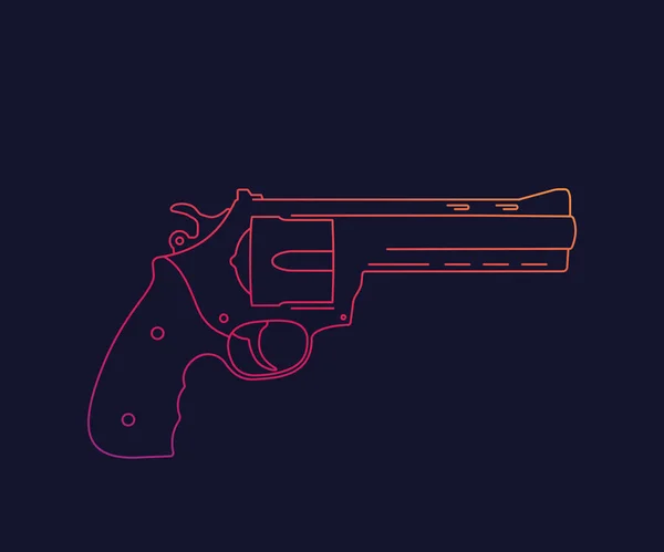 Revólver pistola lineal vector — Vector de stock
