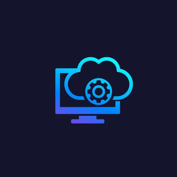 Cloud-oplossingen, softwarepictogram voor externe toegang — Stockvector