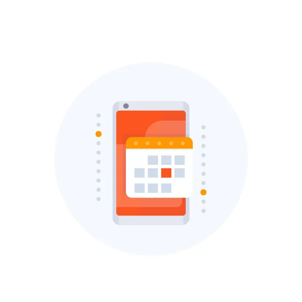 Kalender, Fahrplan-App im Smartphone, Vektor — Stockvektor