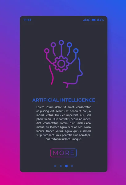 Intelligenza artificiale, AI nell'app mobile — Vettoriale Stock