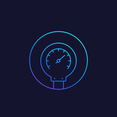 Manometre, basınç ölçer vektör hattı simgesi