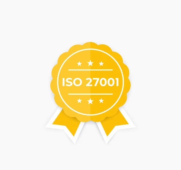 ISO 27001, padrão de segurança da informação, crachá —  Vetores de Stock