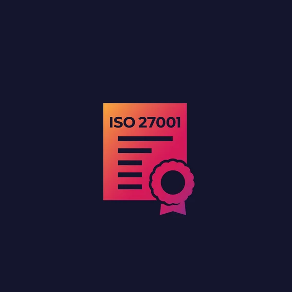 Ícone de vetor de certificado ISO 27001 —  Vetores de Stock