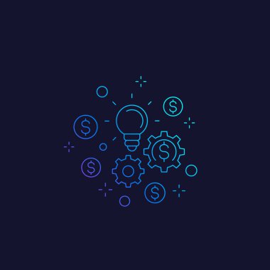 yenilikler ve fintech vektör lineer simgesi