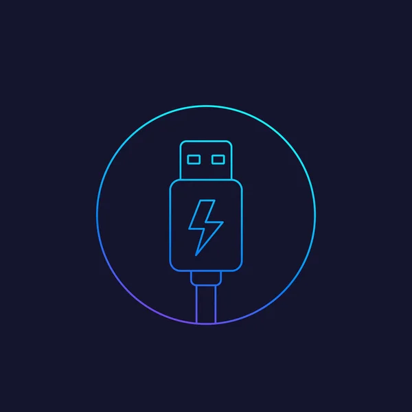 Icône de prise de charge USB, vecteur de ligne — Image vectorielle