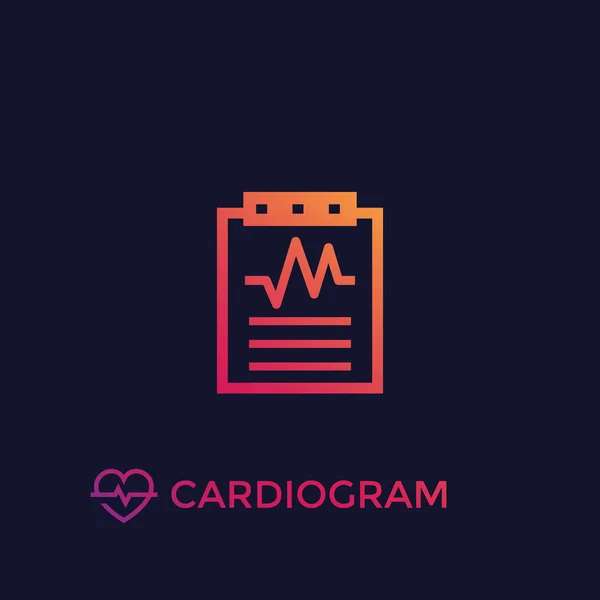 Cardiograma, diagnóstico cardíaco, icono del vector — Vector de stock