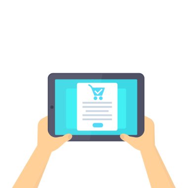online sipariş, satın alma, e-ticaret, elinde tablet