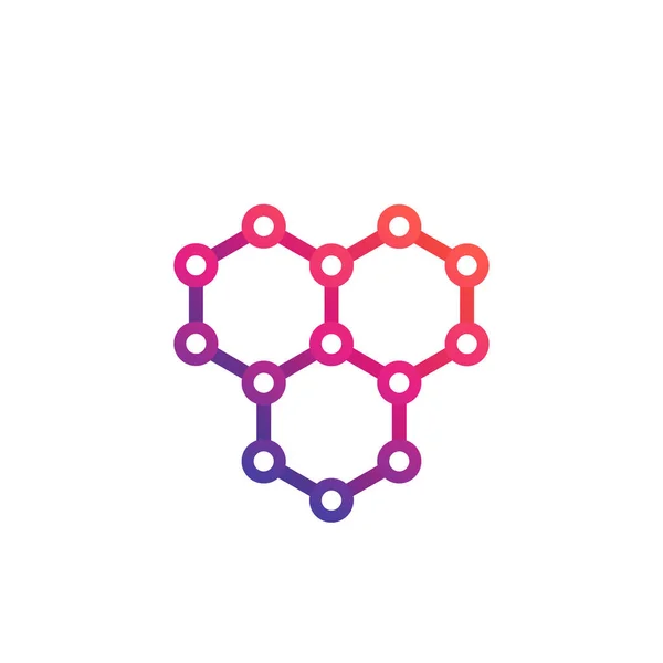 Graphen, atomarer Kohlenstoffstrukturvektor Logo — Stockvektor