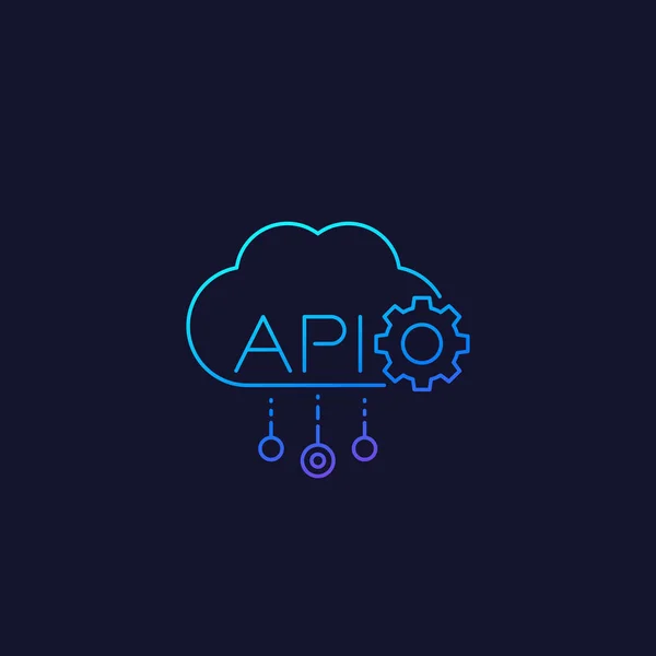API de nube, icono de línea vectorial — Vector de stock