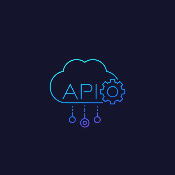 API Cloud, icône de ligne vectorielle — Image vectorielle