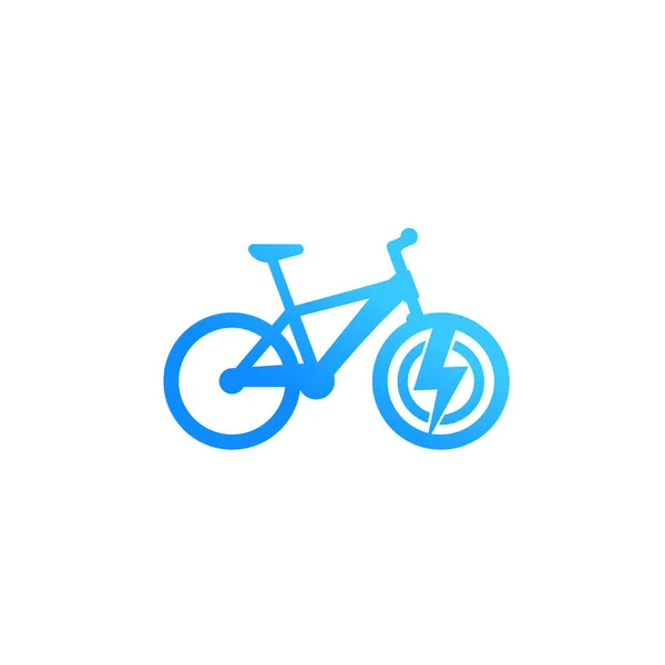 Icône vélo électrique, e-bike isolé sur blanc — Image vectorielle