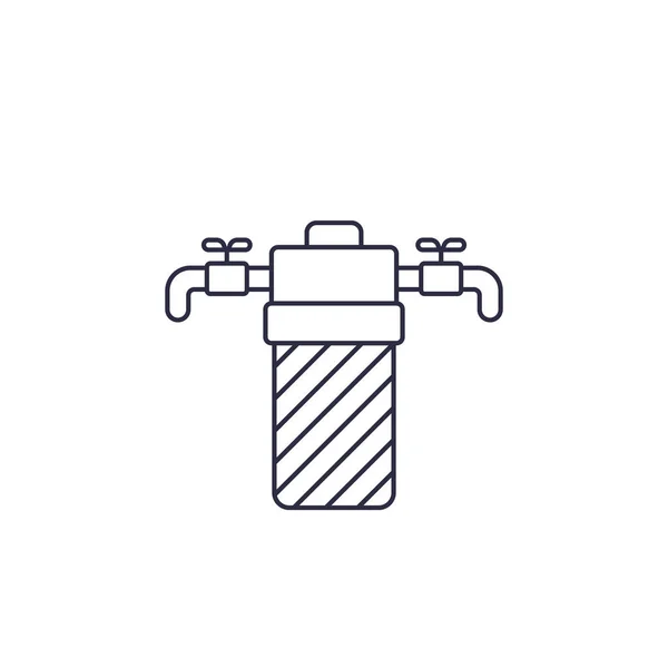 Filtr wody, ikona linii systemu filtracji — Wektor stockowy
