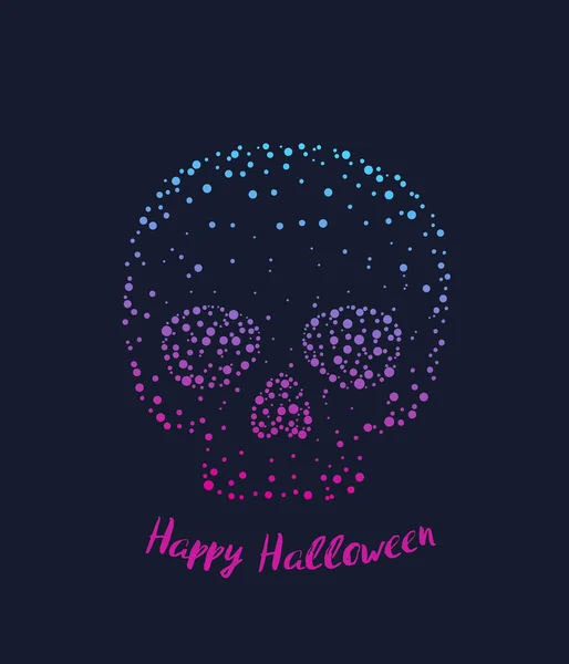 Feliz cartel vectorial de Halloween, tarjeta con cráneo — Archivo Imágenes Vectoriales