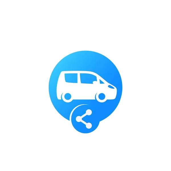 Ícone de carsharing para web, carro e sinal de compartilhamento — Vetor de Stock