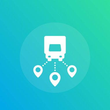 Lojistik, dağıtım aracı, kamyon vektör simgesi