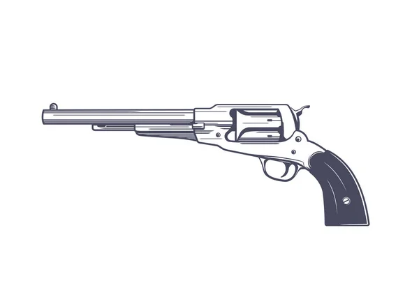 Oude revolver, zes schoten, pistool vector — Stockvector
