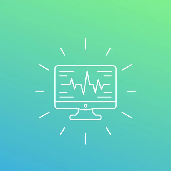 Ecg, icono de diagnóstico cardíaco, estilo lineal — Vector de stock