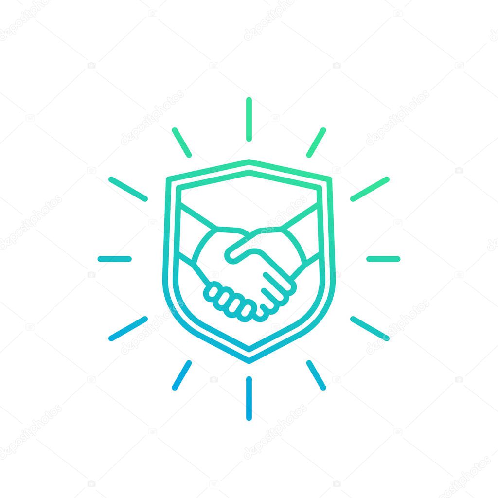 safe deal, trust, partnership icon with handshake