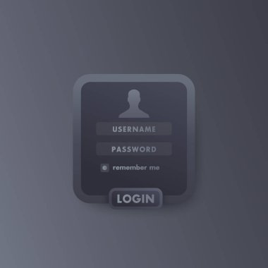 Kullanıcı Giriş penceresi şablonu, karanlık vektör tasarımı