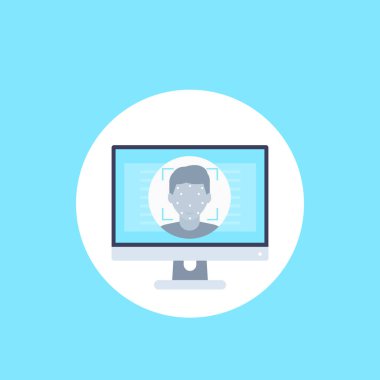 Yüz tanıma, tarama, vektör simgesi