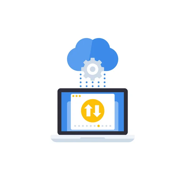 Sincronización con la nube, icono de vector de transferencia de datos — Archivo Imágenes Vectoriales