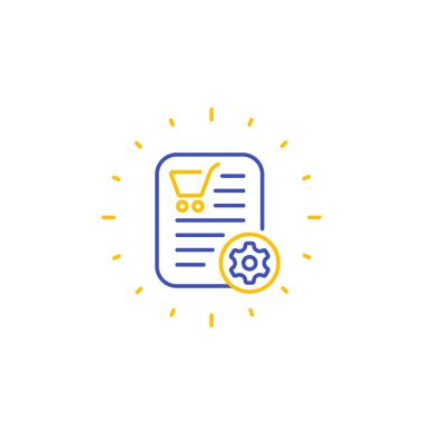 sipariş işleme simgesi, e-ticaret çizgisi vektörü