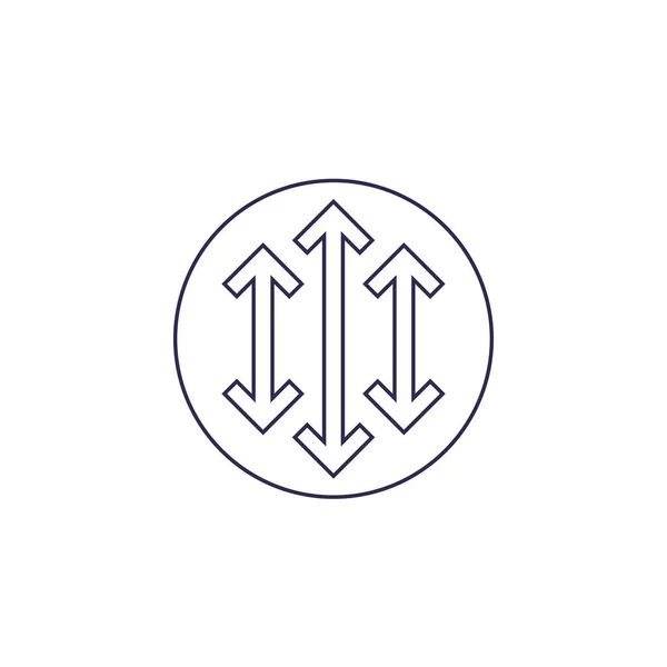 Flechas apuntadas en dos direcciones, icono de línea — Archivo Imágenes Vectoriales