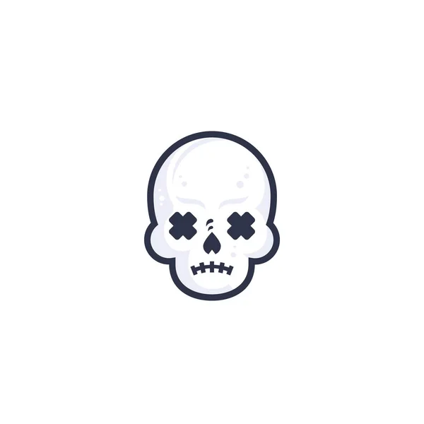 Logo del vector del cráneo, icono en blanco — Archivo Imágenes Vectoriales