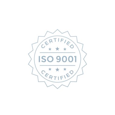 ISO 9001 rozet tasarımı, beyaz üzerine vektör etiketi