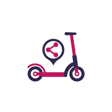 Scooter paylaşım servisi simgesi beyaz, vektör
