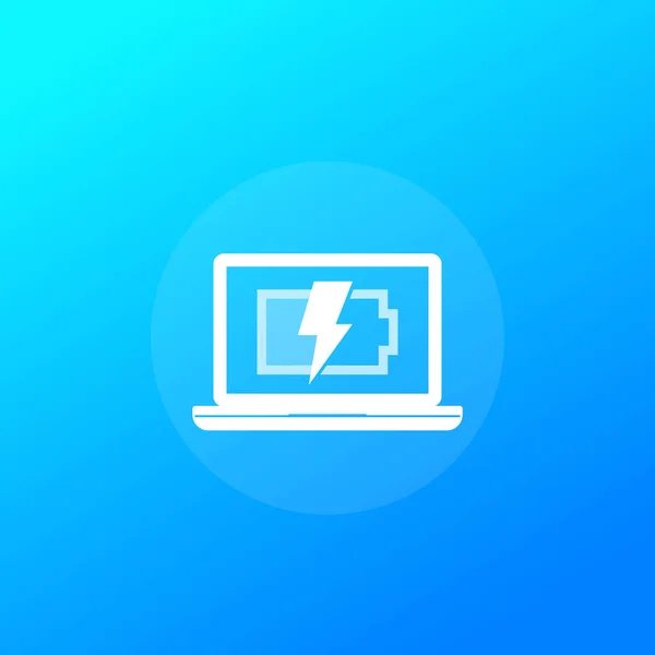 Opladen batterij vector pictogram met laptop — Stockvector