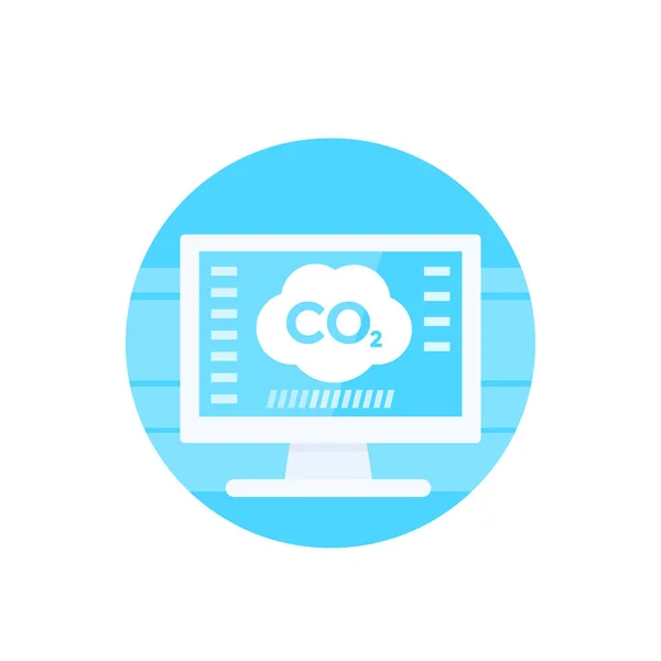 Εικονίδιο έρευνας εκπομπών co2, διάνυσμα — Διανυσματικό Αρχείο