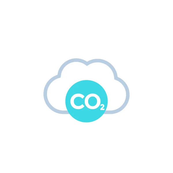CO2, beyaz üzerine karbon emisyon bulut simgesi — Stok Vektör