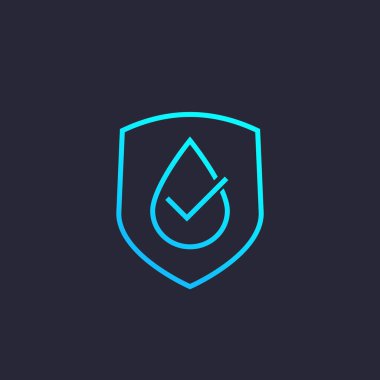 Su geçirmez, suya dayanıklı vektör simgesi, doğrusal