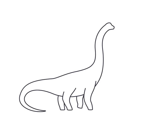 Dinossauro, silhueta de braquiossauro, vetor de linha —  Vetores de Stock