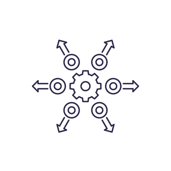Icona della linea di distribuzione con ingranaggio — Vettoriale Stock