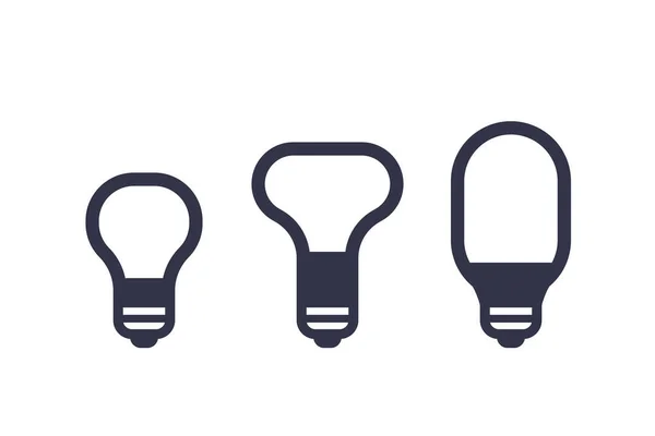 LED żarówki ikony na białym — Wektor stockowy