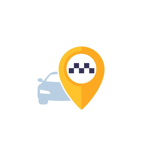 Taksi işaretçisi ve araba, vektör logosu — Stok Vektör
