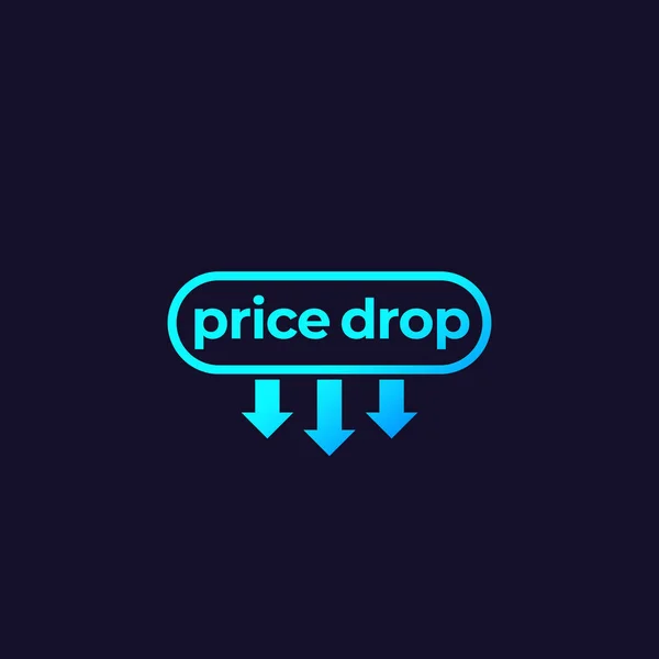 Price drop, banner on dark — Stock Vector