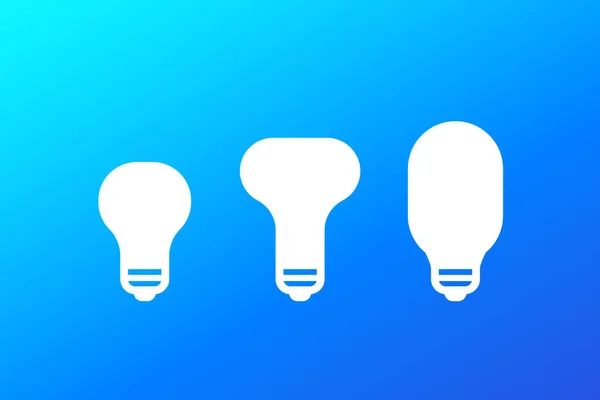 Icônes led ampoule, vecteur — Image vectorielle