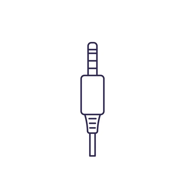 Cable de audio, conector jack vector línea icono — Archivo Imágenes Vectoriales