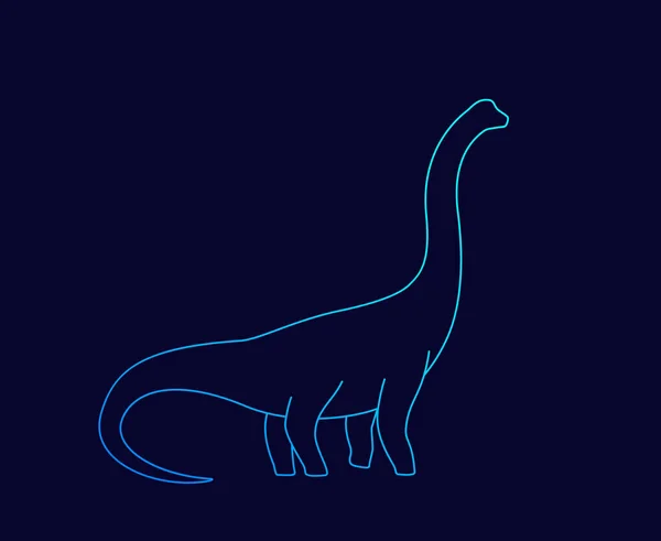 Dinosaurie, brachiosaurus silhuett, linjär vektor — Stock vektor