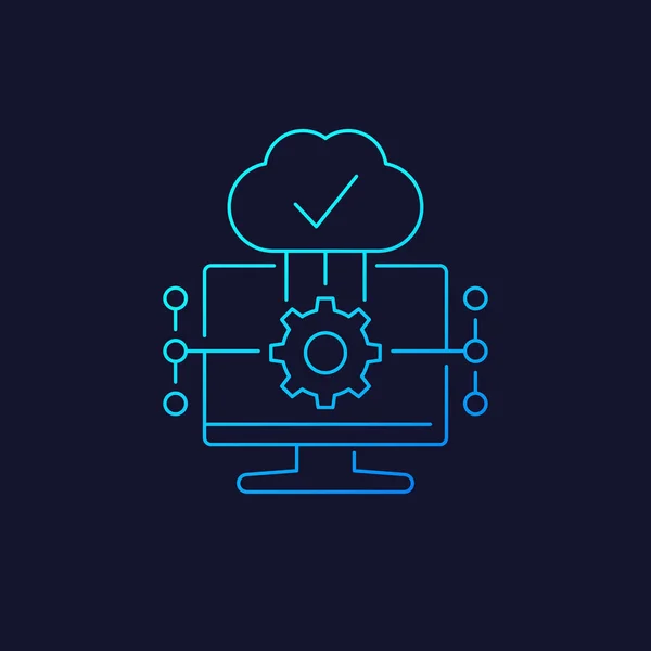 Cloud computing software vector icono, lineal — Archivo Imágenes Vectoriales