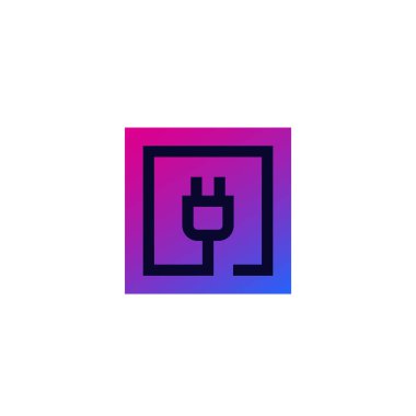 elektrik prizi kare, vektör logosu